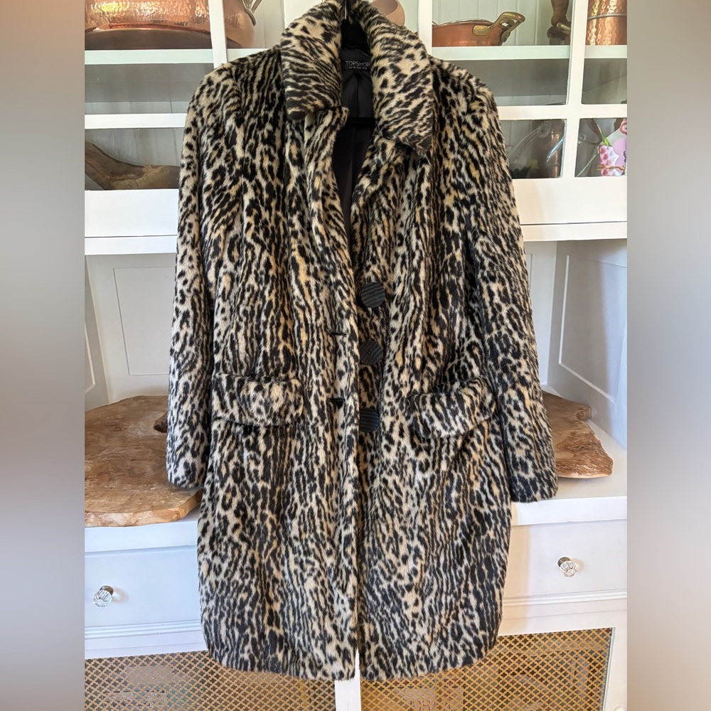 Topshop Animal Print Teddy Jacket